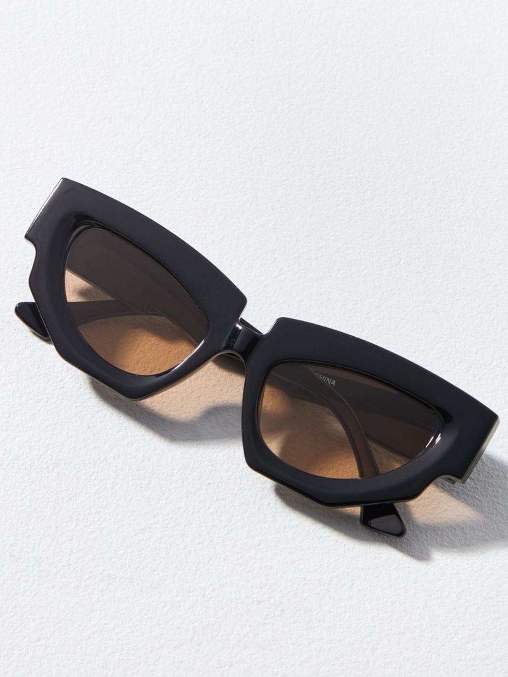 🕶️Anthropologie Elite Sharp Edge Cat-Eye Sunglasses NEW Black Polycarbonate